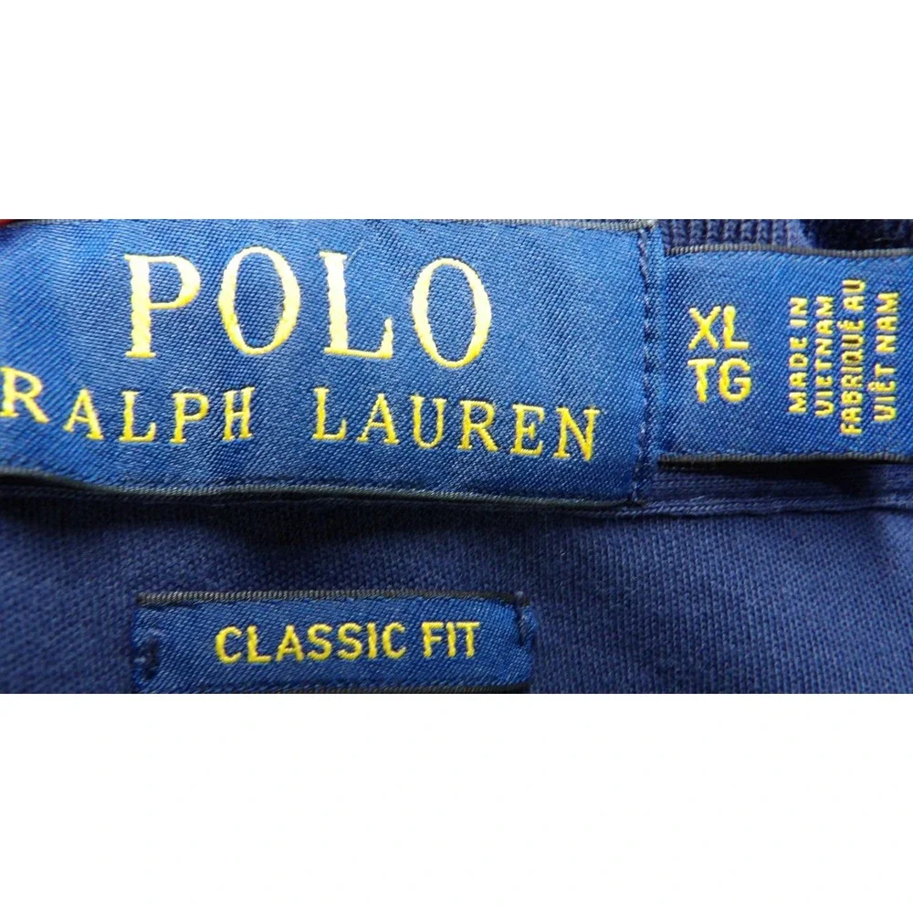 Polo Ralph Lauren Classic Fit Polo Men XL Blue White Pony Cotton Mesh Shirt Golf
